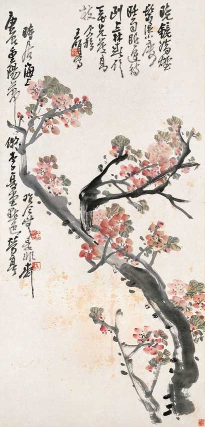 王个簃 1940年作 桃花 立轴
